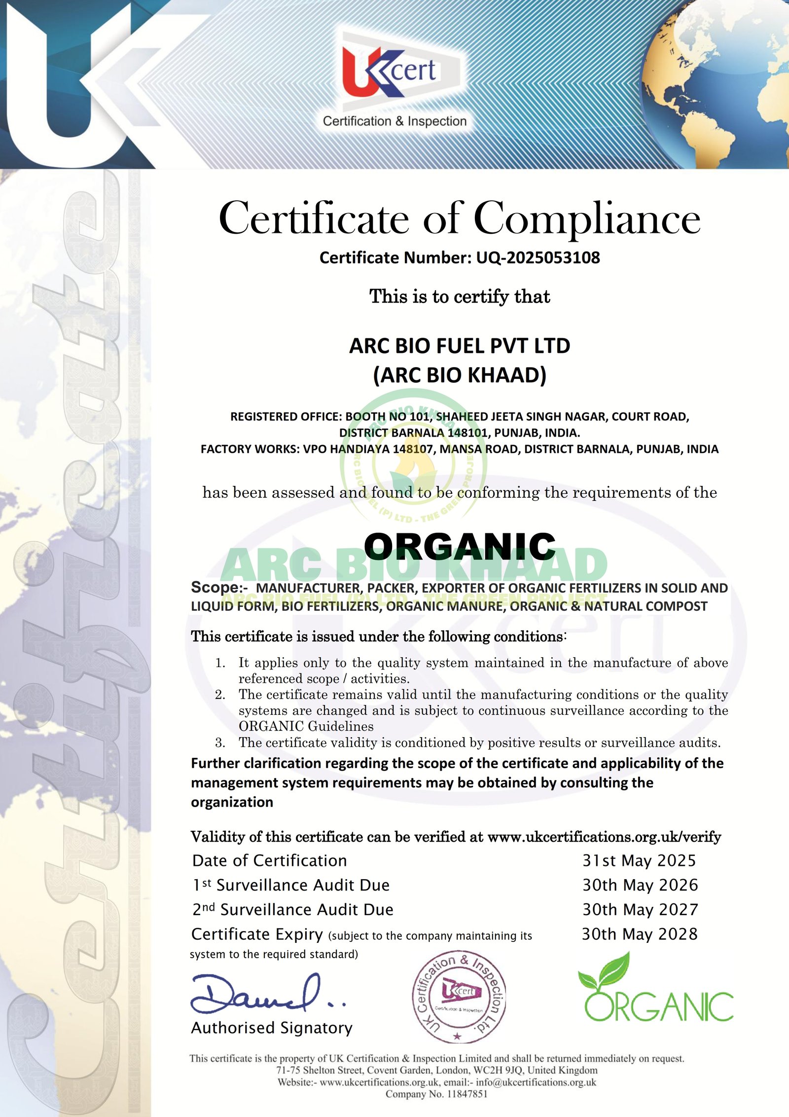 ORGANIC CERTIFICATION