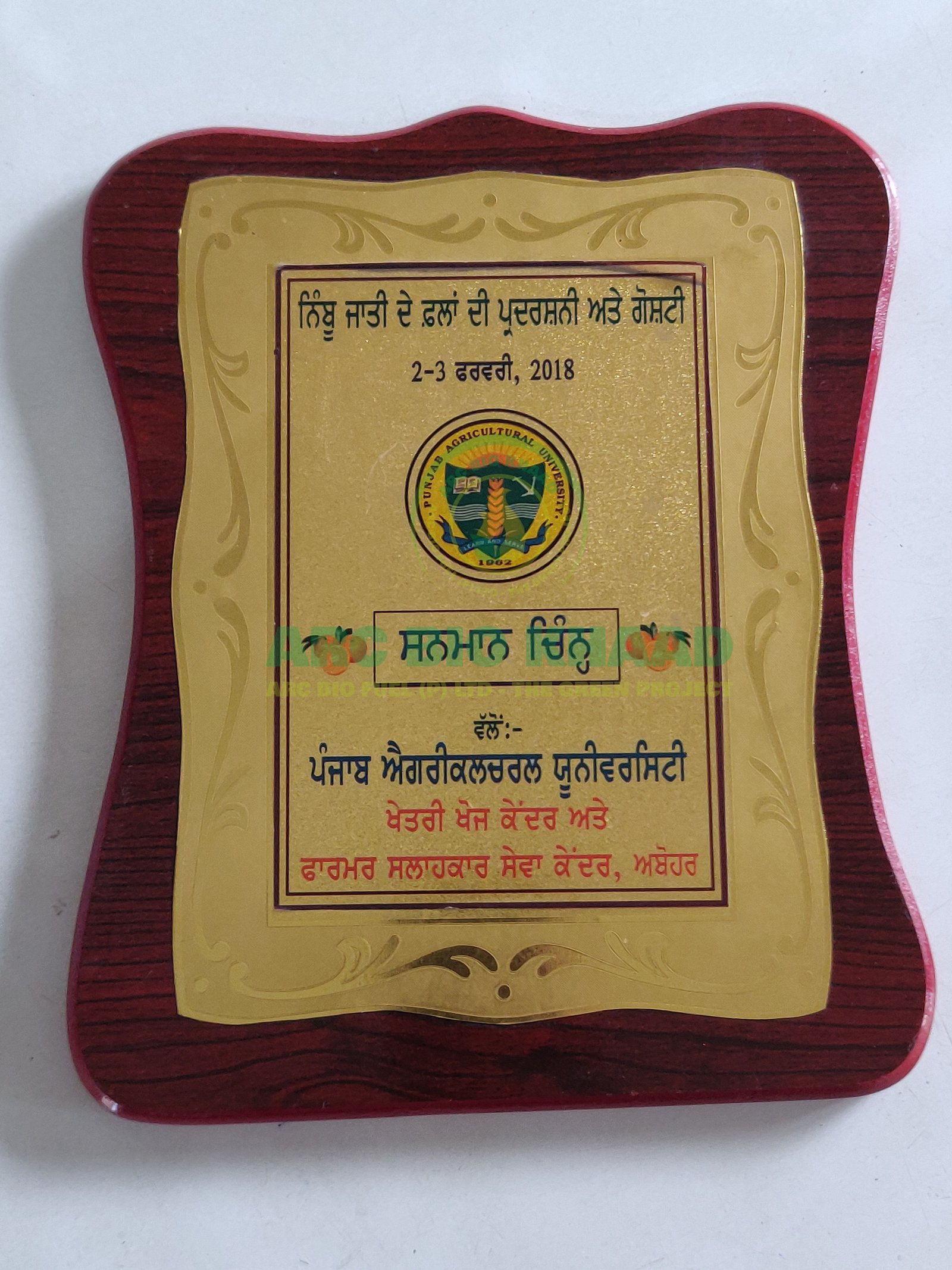 RECOGNITION FROM CITRUS ESTATE ABOHAR