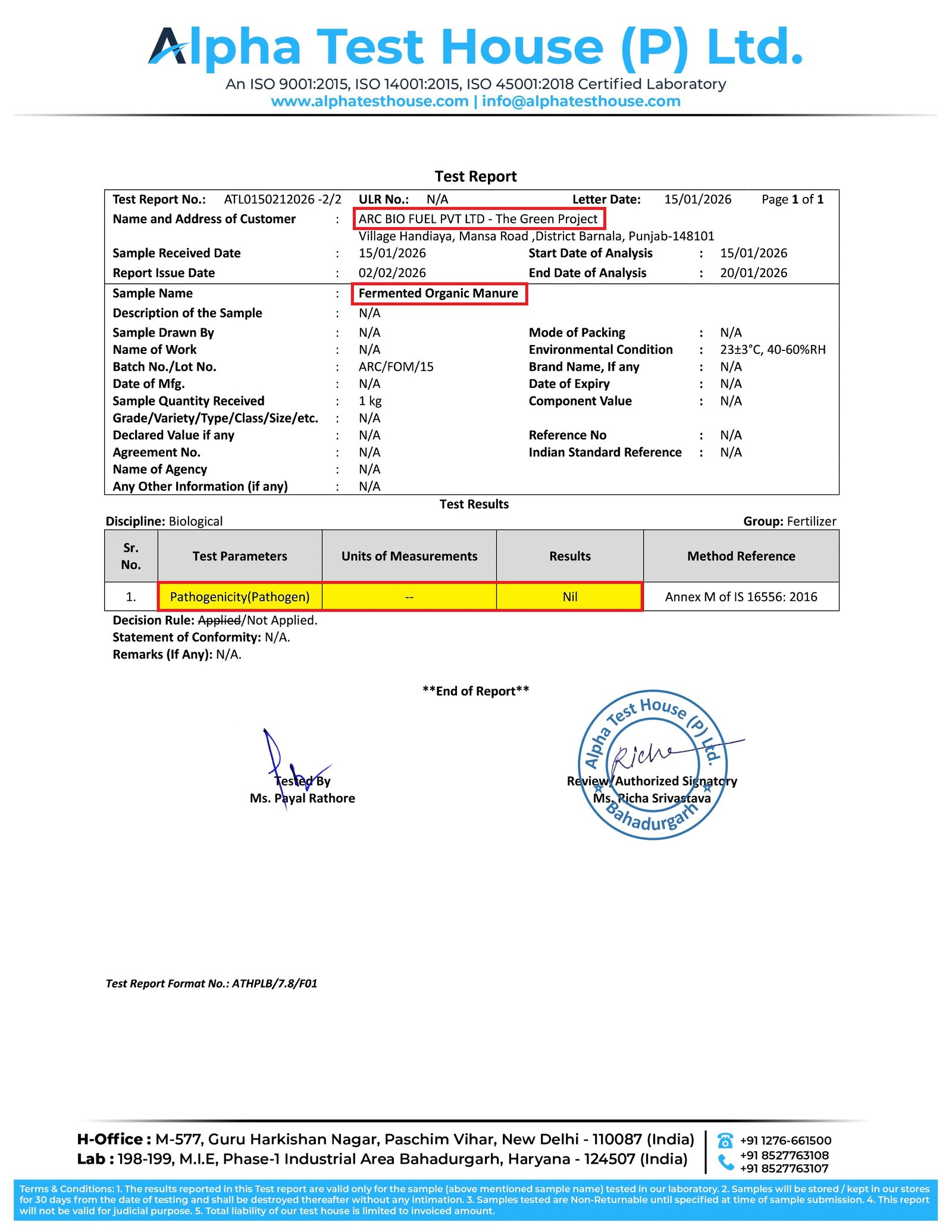 PATHOGEN SOLID MANURE